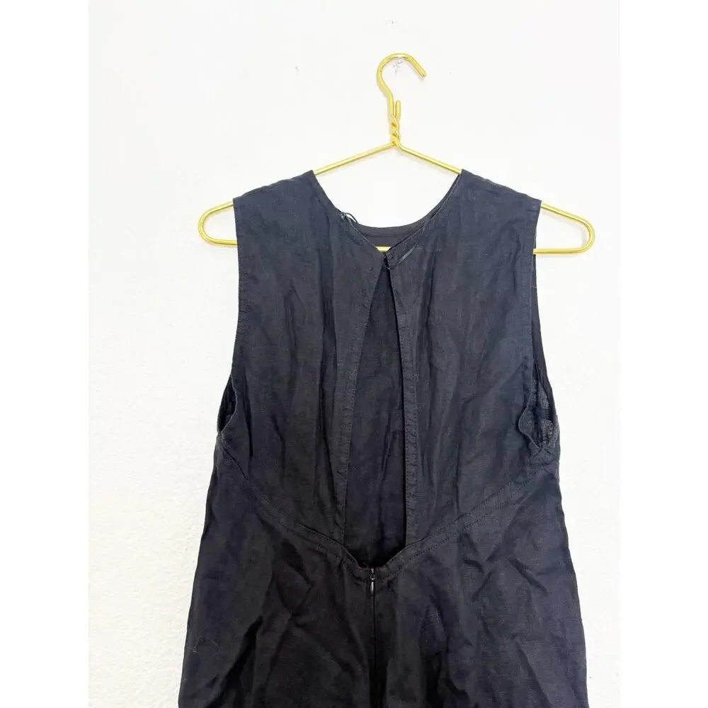 NWT Zara 100% Linen Midi Dress Size Small Black 2731/094 Lagenlook Preppy Chic - Picture 12 of 14